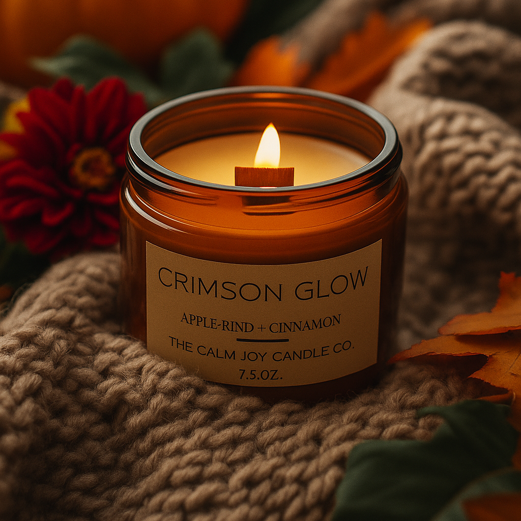 Amber Candle in Warm Cozy Blanket