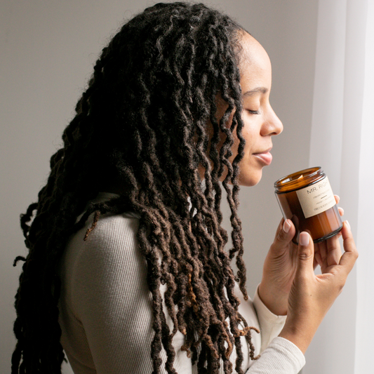 Soft reset moment with candle for burnout relief