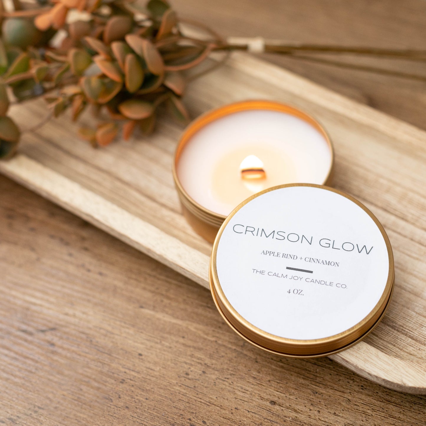Apple Rind and Cinnamon Scented Gold Tin Candle