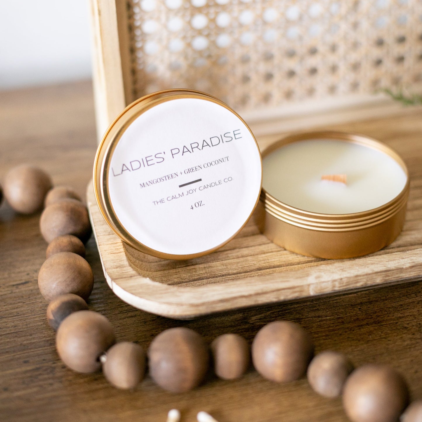 Mangosteen + Green Coconut Scented Gold Tin Candle